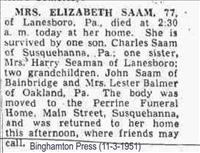 Saam, Elizabeth